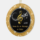 ブラックユニーク金ゴールド音楽テーマのクリスマスオーナメント セラミックオーナメント (左)