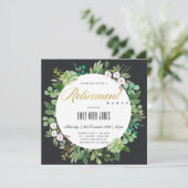 ブラックユーカリの葉 水彩 引退 招待状 (スタンド正面)