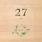 ブラックユーカリリースアーチアクリルテーブル番号 アクリル招待状 (正面)