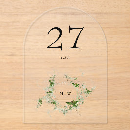 ブラックユーカリリースアーチアクリルテーブル番号 アクリル招待状