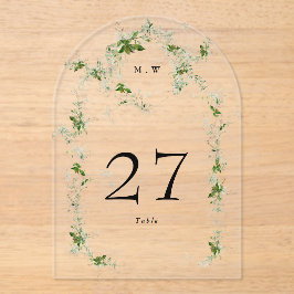 ブラックユーカリリースアーチアクリルテーブル番号 アクリル招待状