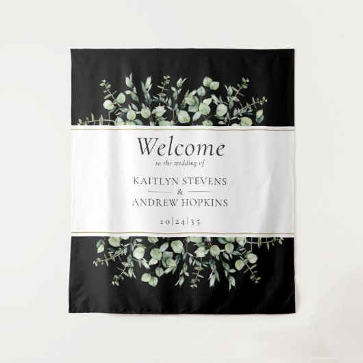 ブラックユーカリ ウェディング ウェルカム タペストリー (正面)