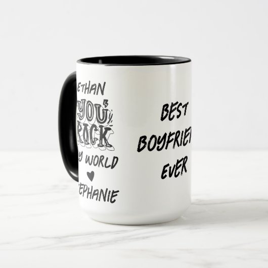 ブラックユーグランジは私の世界の彼氏を最高の今までロックする マグカップ (正面左)
