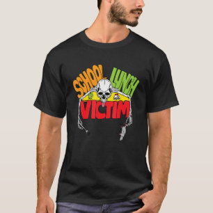 ブラックユーモア 給食被害者のTシャツ 面白い サラコミック Tシャツ