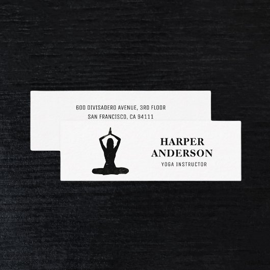 ブラックヨガミニマルインストラクタープロフェッショナルロゴ スキニー名刺