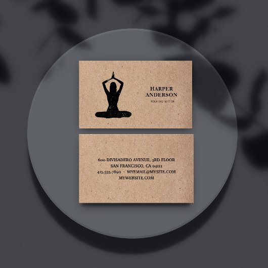 ブラックヨガミニマルインストラクタープロフェッショナルロゴ 名刺