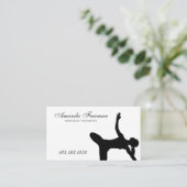 ブラックヨガミニマルシルエットマッサージセラピー 名刺 (スタンド正面)