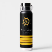 ブラックヨットボート名金ゴールドハンドルストライプ ウォーターボトル (背面)