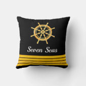 ブラックヨットボート名金ゴールドハンドルストライプ クッション (裏面)