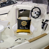 ブラックヨットボート名金ゴールドハンドルストライプ クッション