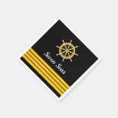 ブラックヨットボート名金ゴールドハンドルストライプ スタンダードカクテルナプキン (角)