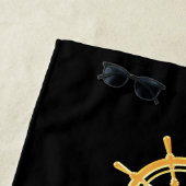 ブラックヨットボート名金ゴールドハンドルストライプ ビーチタオル (インサイチュ)