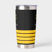 ブラックヨットボート名金ゴールドハンドルストライプ 保温保冷タンブラー (左面)