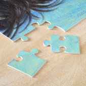 ブラックヨークシャーテリアドッグ絵を描アクリル ジグソーパズル (側面)