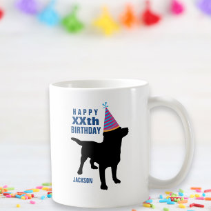 ブラックラおもしろいボ犬のカスタム誕生日 コーヒーマグカップ