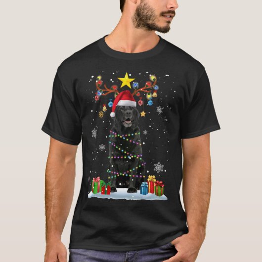 ブラックラおもしろいボ犬のクリスマストナディースクリスマスL Tシャツ (正面)
