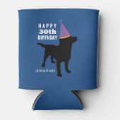 ブラックラおもしろいボ犬の誕生日ハット年齢と名前 缶クーラー (正面)