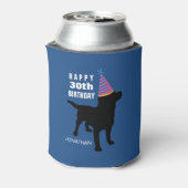 ブラックラおもしろいボ犬の誕生日ハット年齢と名前 缶クーラー (缶裏面)