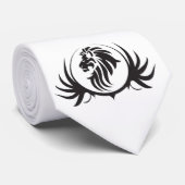 ブラックライオンズヘッドオンホワイトタイ ネクタイ (ロール)