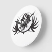 ブラックライオンズヘッド ラウンド壁時計 (傾斜)