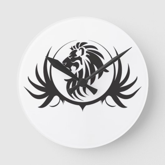 ブラックライオンズヘッド ラウンド壁時計 (正面)