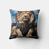 ブラックライオンモザイクステンドグラスのクッション。 クッション (裏面)