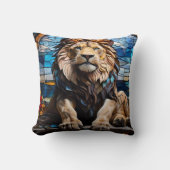 ブラックライオンモザイクステンドグラスのクッション。 クッション (正面)