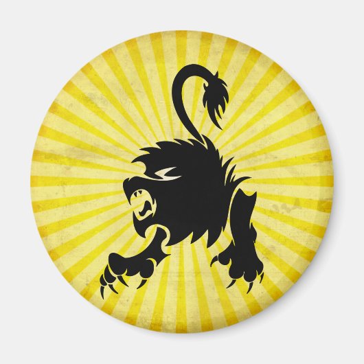 ブラックライオン；レオ マグネット (正面)