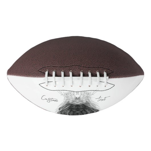 ブラックライオン〔雄ジカの〕枝角クラウンとモノグラム アメリカンフットボール (正面)