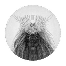 ブラックライオン〔雄ジカの〕枝角クラウンとモノグラム カッティングボード