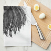 ブラックライオン〔雄ジカの〕枝角クラウンとモノグラム キッチンタオル (四つ折り)