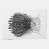 ブラックライオン〔雄ジカの〕枝角クラウンとモノグラム キッチンタオル (横)