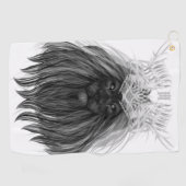 ブラックライオン〔雄ジカの〕枝角クラウンとモノグラム ゴルフタオル (横)