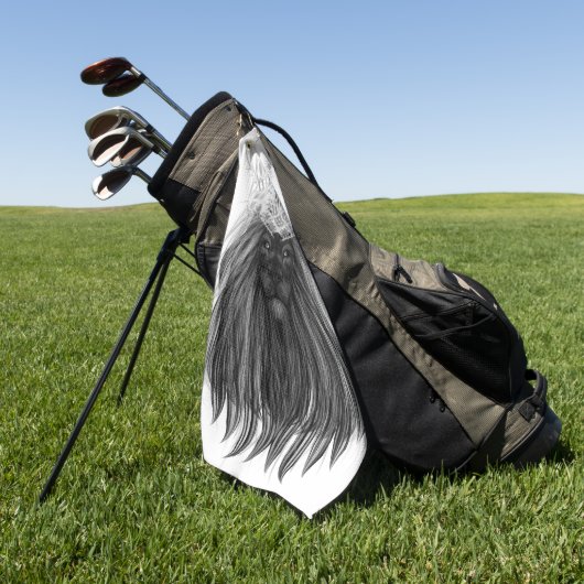 ブラックライオン〔雄ジカの〕枝角クラウンとモノグラム ゴルフタオル (グリーン)