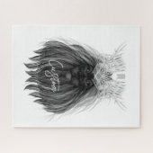 ブラックライオン〔雄ジカの〕枝角クラウンとモノグラム ジグソーパズル (横)