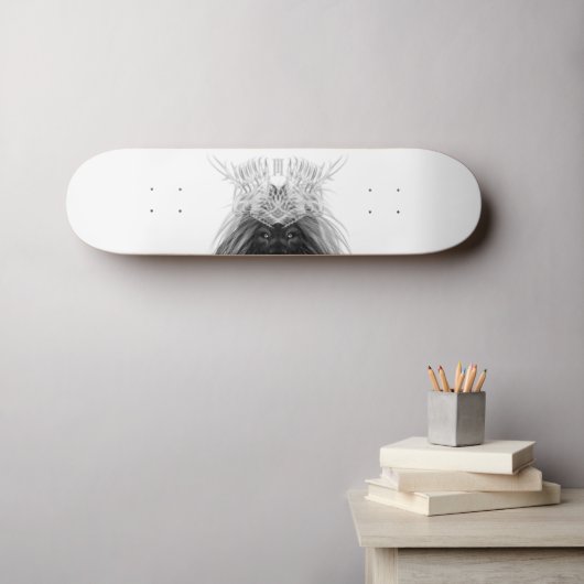 ブラックライオン〔雄ジカの〕枝角クラウンとモノグラム スケートボード (ウォールアート (横))