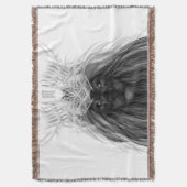 ブラックライオン〔雄ジカの〕枝角クラウンとモノグラム スローブランケット (正面縦)