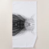 ブラックライオン〔雄ジカの〕枝角クラウンとモノグラム ビーチタオル (正面)