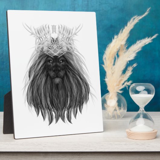 ブラックライオン〔雄ジカの〕枝角クラウンとモノグラム フォトプラーク (側面)