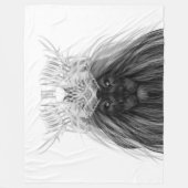 ブラックライオン〔雄ジカの〕枝角クラウンとモノグラム フリースブランケット (正面)