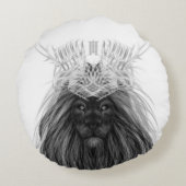 ブラックライオン〔雄ジカの〕枝角クラウンとモノグラム ラウンドクッション (裏面)