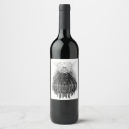 ブラックライオン〔雄ジカの〕枝角クラウンとモノグラム ワインラベル