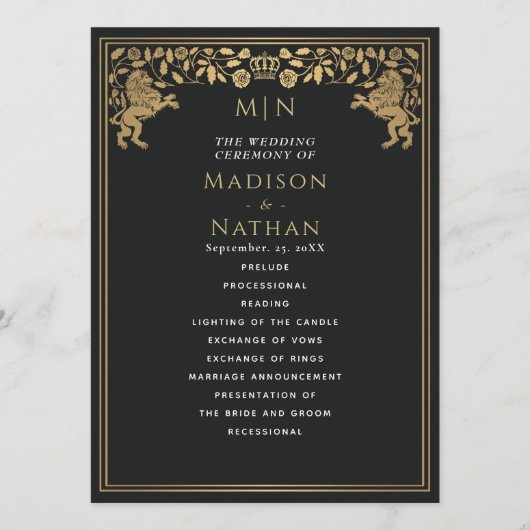 ブラックライオ王室のン中世ソード結婚式 プログラム (正面)