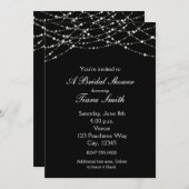 ブラックライトグローブライダルグリッターエレガント招待状 招待状 (正面/裏面)