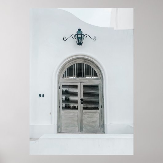 ブラックライトスコープの下の閉じた灰色の木製のドア ポスター (正面)