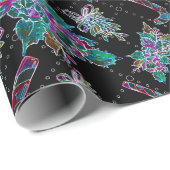 ブラックライトネオンクリスマスキャンディーケーンパターン ラッピングペーパー (ロールコーナー)