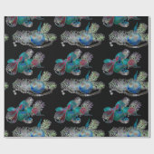 ブラックライトネオンクリスマスキャンドルパターン ラッピングペーパー (フラット)