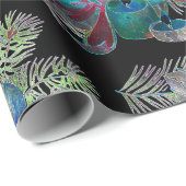 ブラックライトネオンクリスマスキャンドルパターン ラッピングペーパー (ロールコーナー)