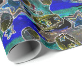 ブラックライトネオンクリスマスストッキングパターン ラッピングペーパー (ロールコーナー)