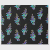 ブラックライトネオンクリスマスツリーパターン ラッピングペーパー (フラット)